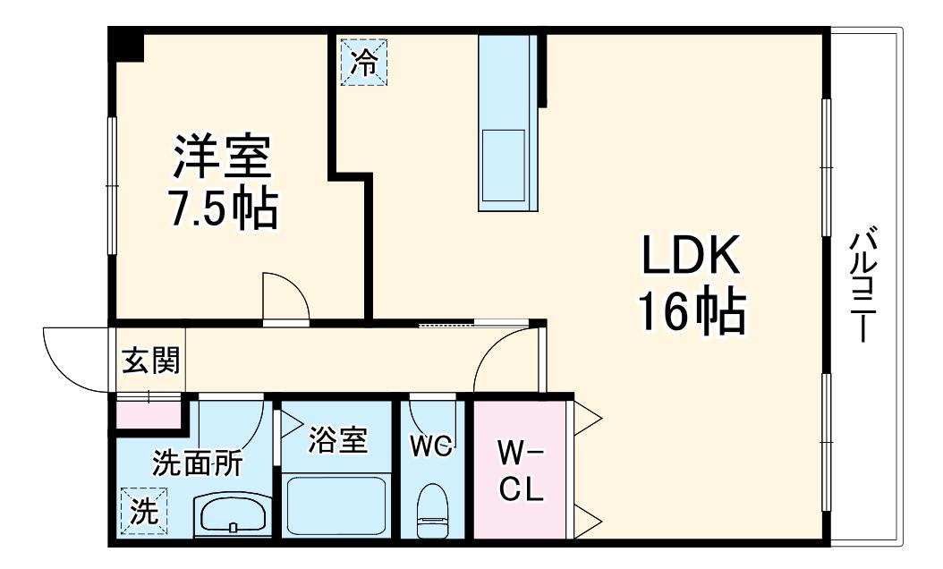メゾン高栄A棟(1LDK/1階)の間取り写真