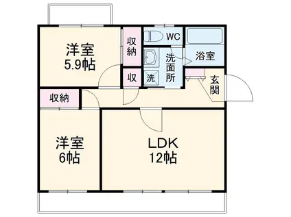 チロリン邑 Ⅱ(2LDK/4階)の間取り写真