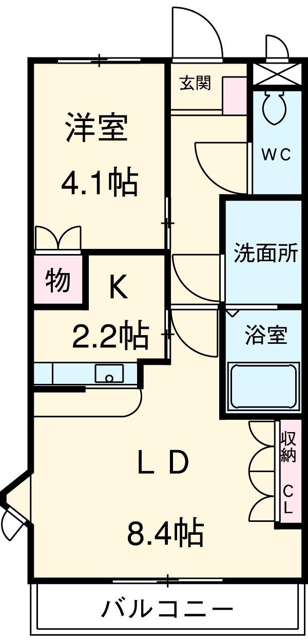 ウエストリバー宮浦(1LDK/1階)の間取り写真