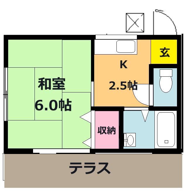 シティーハイツ高橋A(1K/1階)の間取り写真
