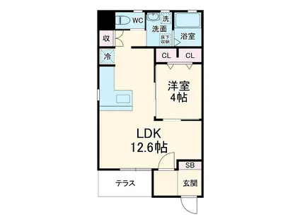 リアン緑が丘A棟(1LDK/1階)の間取り写真