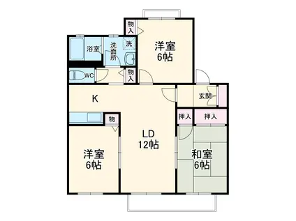 グランデージD(3LDK/2階)の間取り写真