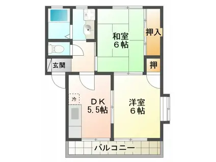 メゾンワルツ(2DK/1階)の間取り写真