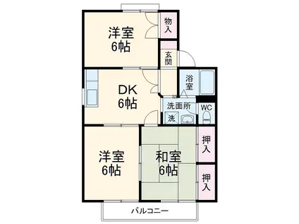セジュールミヤB(3DK/2階)の間取り写真