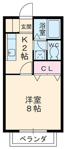 サン・FRIENDS安田Ⅲ(1K/2階)の間取り写真