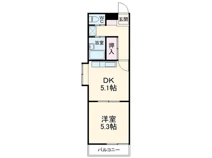 コーポラスヘルシーⅠ(1DK/2階)の間取り写真