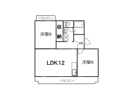 コーポハイブリッジ(2LDK/3階)の間取り写真