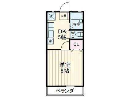 ハイツオズワルドⅡ(1K/1階)の間取り写真