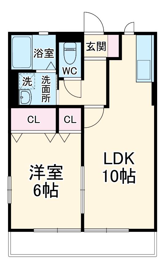 クレスト B(1LDK/2階)の間取り写真