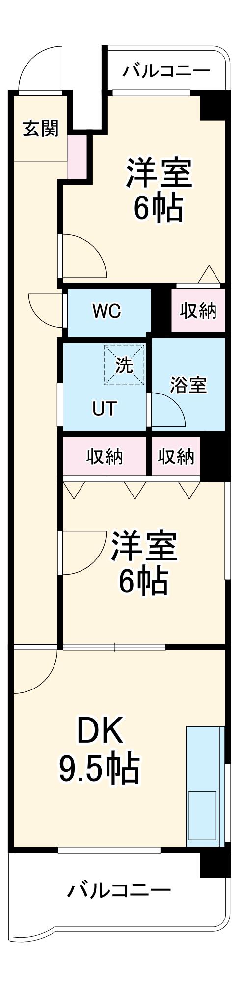 ステージM(2LDK/3階)の間取り写真