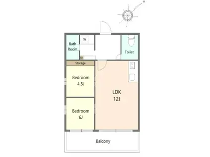フラワーヒル稲毛(2LDK/5階)の間取り写真