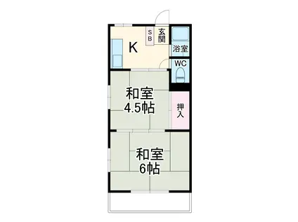 マンション千代(2K/1階)の間取り写真