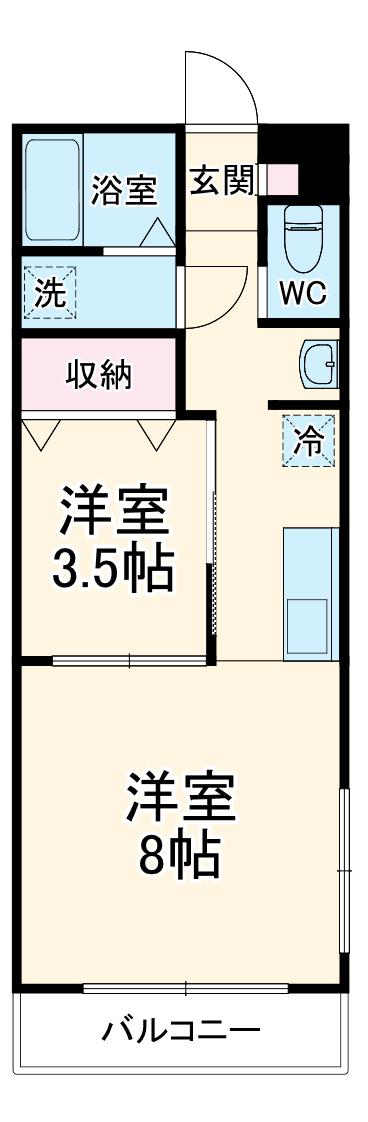 アイディール中台A館(1LDK/1階)の間取り写真