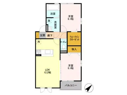 アルシオネ(2LDK/2階)の間取り写真