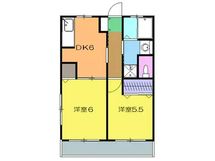 アヴェニール東 A(2DK/1階)の間取り写真