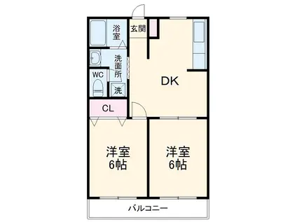 メゾンナカムラⅤ(2DK/2階)の間取り写真