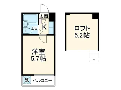 ジュネパレス八千代第51(1K/2階)の間取り写真