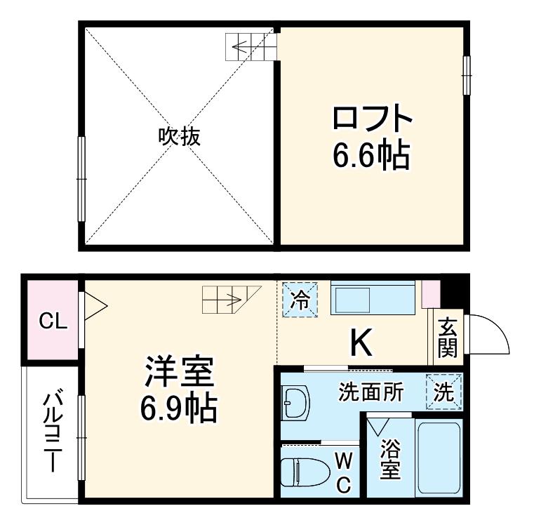 LEAF1八千代台西(1K/2階)の間取り写真