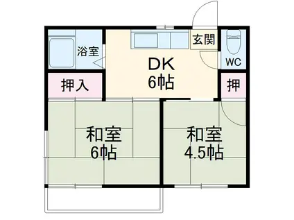 KHK増尾台ハイツ(2DK/2階)の間取り写真