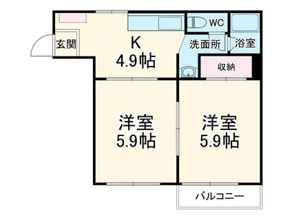 メゾンちひろ(2DK/2階)の間取り写真