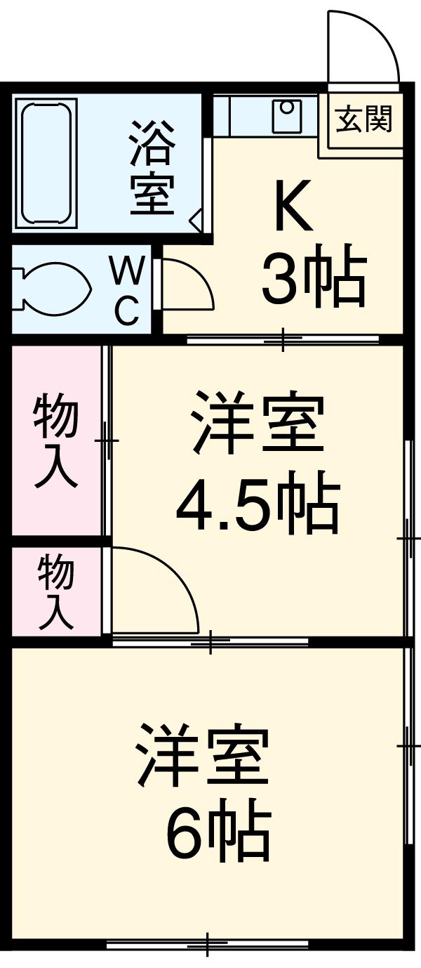 原田荘A(2K/1階)の間取り写真