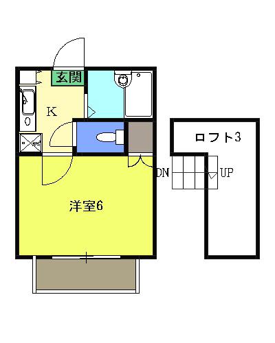 チェスナッツ224(1K/2階)の間取り写真
