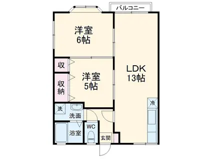 グリーンコーポ(2LDK/1階)の間取り写真