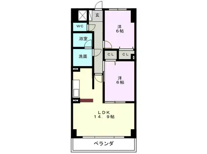 PASSAGGIO(2LDK/8階)の間取り写真