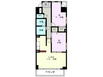 PASSAGGIO(2LDK/9階)の間取り写真