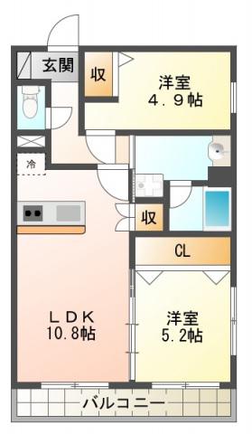 ホープガーデン(2LDK/3階)の間取り写真