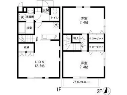 VERDURE(2LDK/1階)の間取り写真