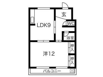 ハイツ久郷(1LDK/3階)の間取り写真