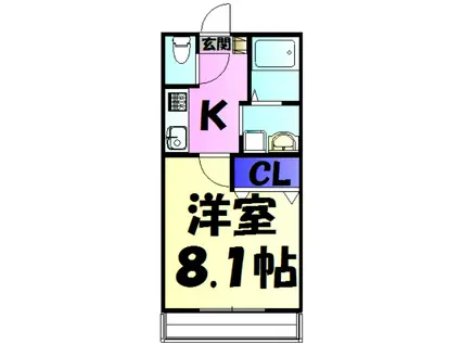 コーラルリーフ(1K/2階)の間取り写真