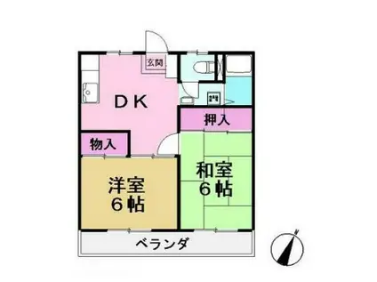 アドベンチスト・ホーム第2(2DK/1階)の間取り写真