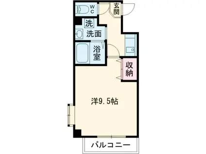 フォルテューヌ三鷹(1K/3階)の間取り写真