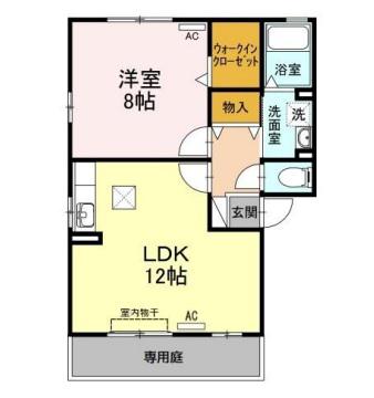 カレーラ(1LDK/1階)の間取り写真