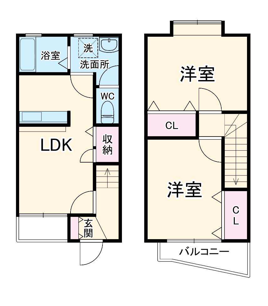 リフレイン7(2DK/1階)の間取り写真