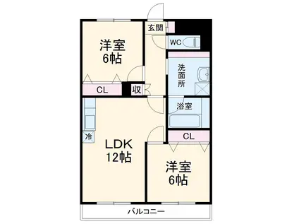 アインス花園(2LDK/1階)の間取り写真