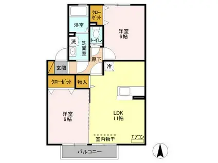 グレイスコート(2LDK/2階)の間取り写真