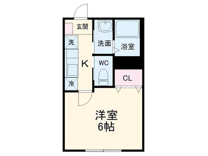 勝田台PDⅢ(1K/2階)の間取り写真