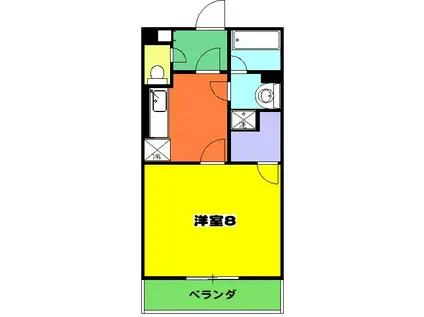 ロシニョル(1K/3階)の間取り写真