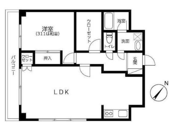 レジデンス西千葉ウエスト(1LDK/4階)の間取り写真