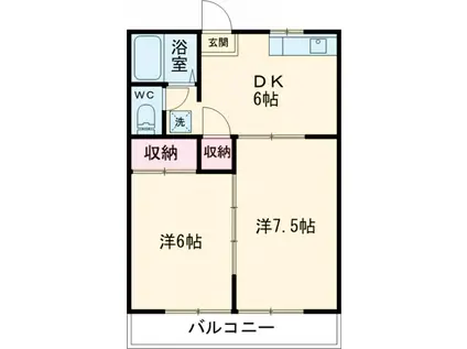 マンションDAI(2DK/1階)の間取り写真
