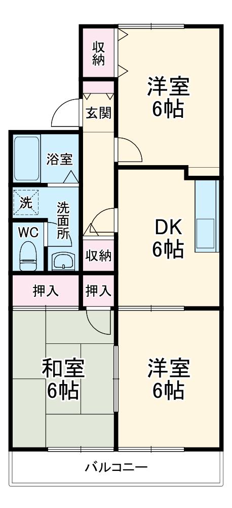 エスポワールⅢ(3DK/1階)の間取り写真