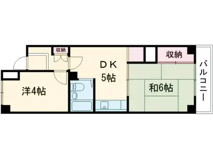 武蔵野パークマンション(2DK/5階)の間取り写真