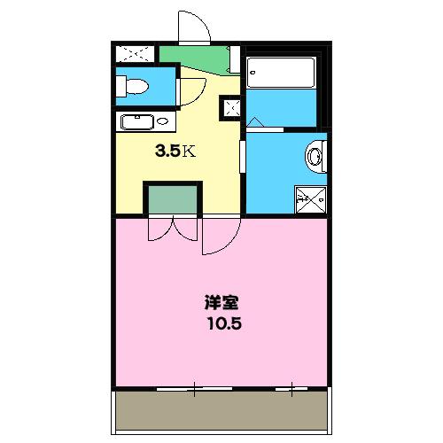 Ⅱ カーサ ベッロ K(1K/1階)の間取り写真