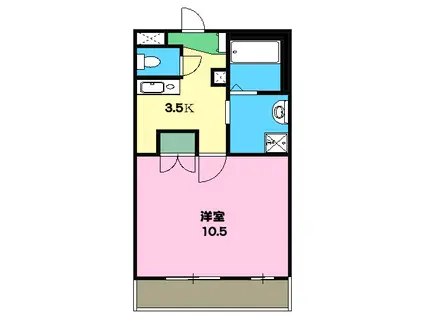 Ⅱ カーサ ベッロ K(1K/4階)の間取り写真