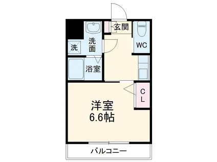 パラシアⅡ(1K/1階)の間取り写真