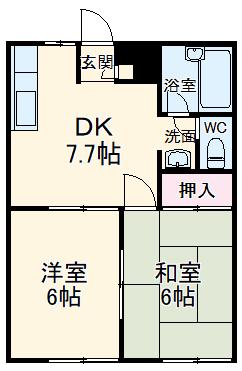 宮野木ヒルズ(2DK/1階)の間取り写真