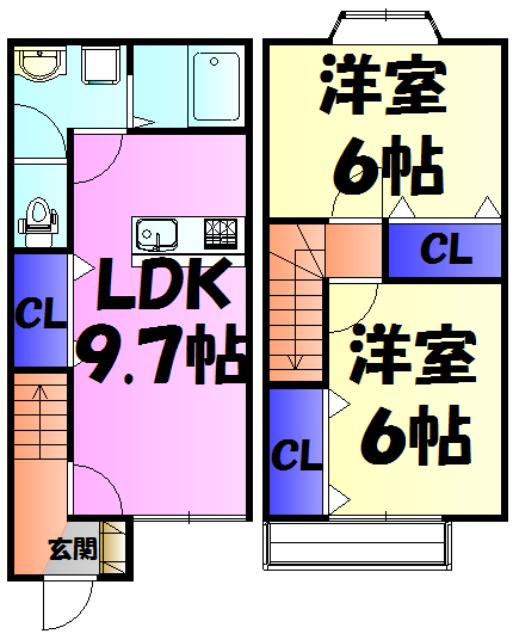リフレインⅤ(2DK)の間取り写真